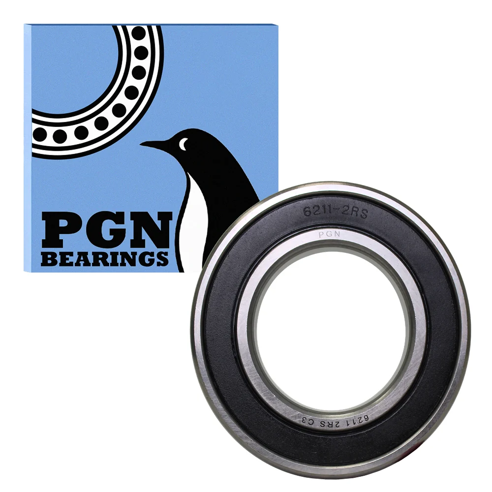 6211-2RS Ball Bearing - Lubricated Chrome Steel Sealed - 55x100x21